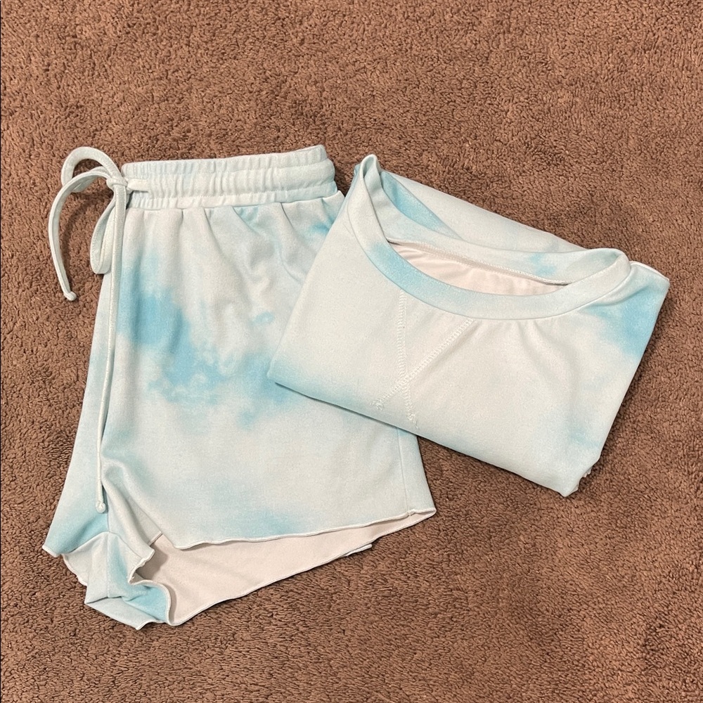 Blue Tie-Dye Loungewear Set